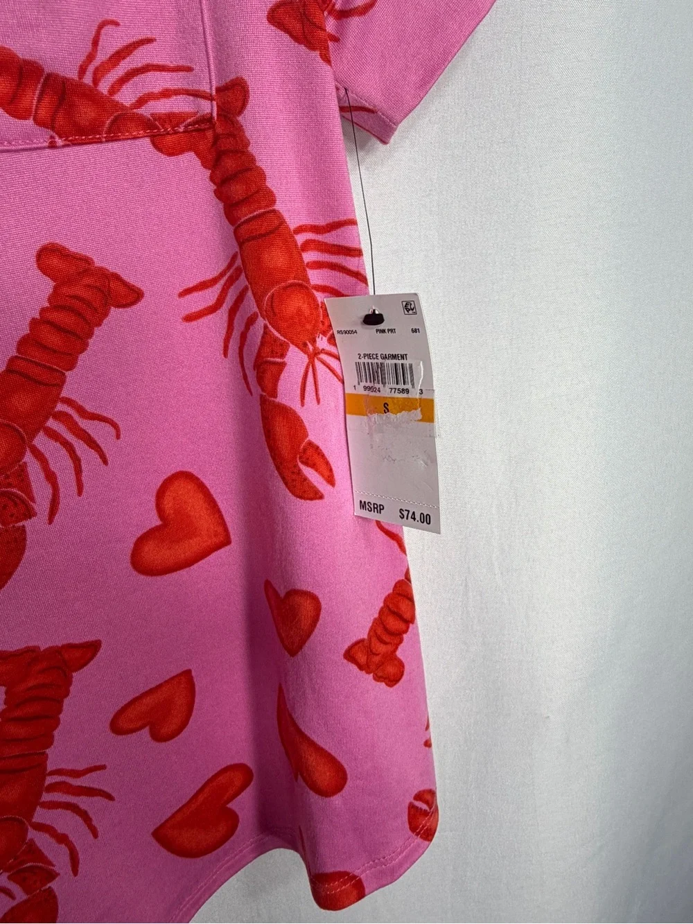 wild fable Pink and Red Lobster Heart Pajama Set for women’s size S new W tags